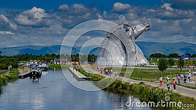 The Kelpies, 30 metre high horse-head sculptures at Falkirk, Scotland Editorial Stock Photo