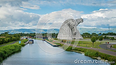 The Kelpies in a summer afternoon, Falkirk, Scotland. Editorial Stock Photo