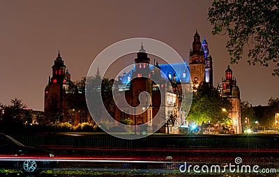 Kelvingrove Museum and Gallery illuminated at night Editorial Stock Photo