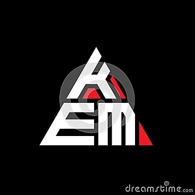 KEM triangle letter logo design with triangle shape. KEM triangle logo design monogram. KEM triangle vector logo template with red Vector Illustration