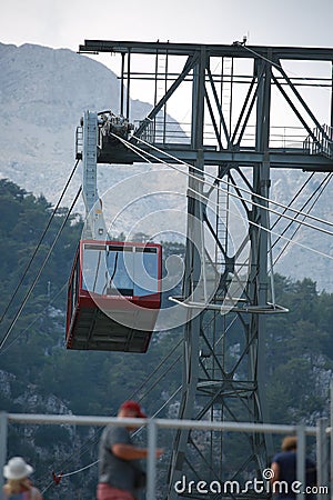 Kemer, Antalya. Cableway Olympos Teleferik. Wagon and steel support Editorial Stock Photo