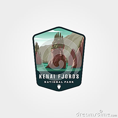 Kenai fjords national park vector patch logo illustration design Vector Illustration