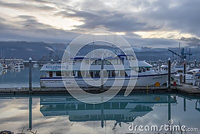 Kenai Fjords Tours ship in Seward, Alaska, AK, USA Editorial Stock Photo