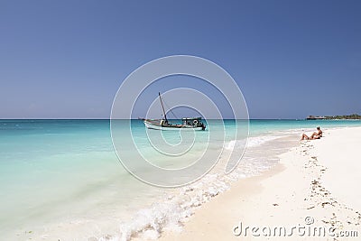 Kendwa beach on Zanzibar island Editorial Stock Photo