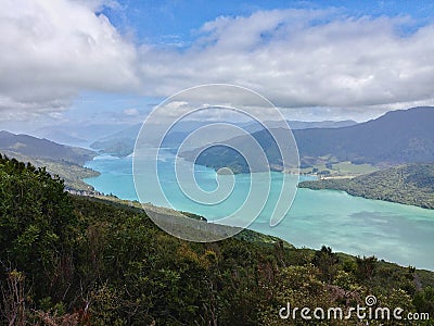 Kenepuru Sound as seen from the Queen Charlotte Track, New Zealand Stock Photo