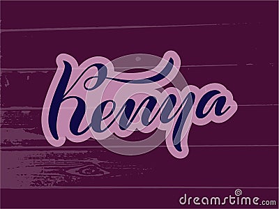 Kenya isolated lettering on wooden background Vector Illustration