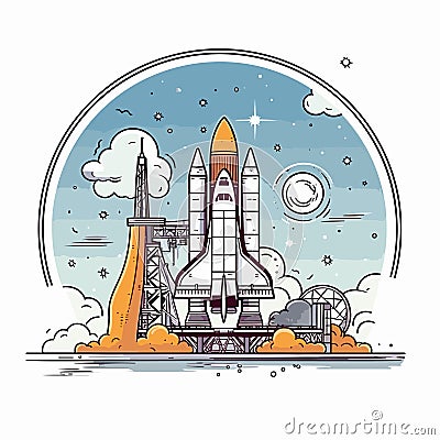 Kennedy Space Center. Kennedy Space Center hand-drawn comic illustration. Vector doodle style cartoon illustration Vector Illustration