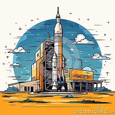 Kennedy Space Center. Kennedy Space Center hand-drawn comic illustration. Vector doodle style cartoon illustration Vector Illustration