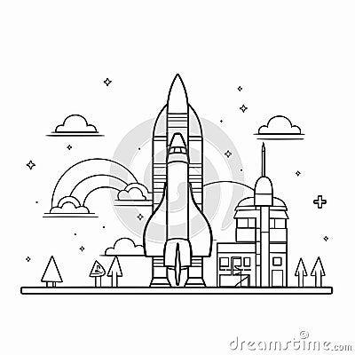 Kennedy Space Center. Kennedy Space Center hand-drawn comic illustration. Vector doodle style cartoon illustration Vector Illustration