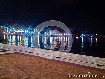 Kenosha Harbor Nightlights Stock Photo