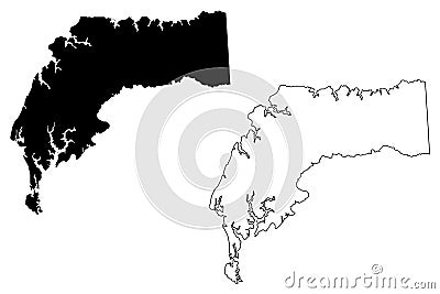 Kent County, Maryland U.S. county, United States of America, USA, U.S., US map vector illustration, scribble sketch Kent map Vector Illustration