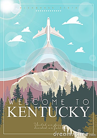 Welcome to Kentucky. Advertising vector image of travel to Kentucky, United States. Vector Illustration