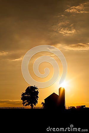 Kentucky Barn at Sunset Stock Photo