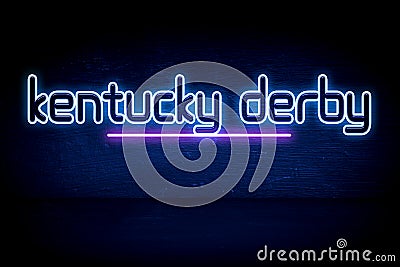 Kentucky Derby Day - blue neon announcement signboard Stock Photo