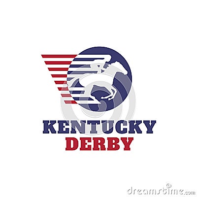 Kentucky derby title text. Red and blue font color on white background Vector Illustration