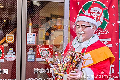 Kentucky Fried Chicken or KFC in Japan decoration in Santa cause in Winter christmas season promotion. Editorial Stock Photo