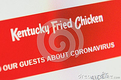 Kentucky fried chicken Web Site. Selective focus. Editorial Stock Photo