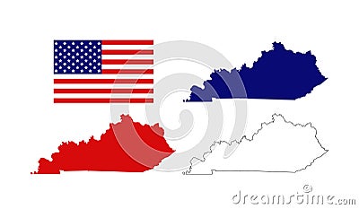 Kentucky maps with USA flag - Commonwealth of Kentucky Vector Illustration