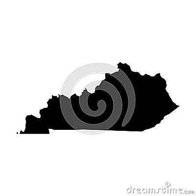 Kentucky, state of USA - solid black silhouette map of country area. Simple flat vector illustration Vector Illustration