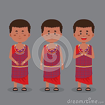 Kenya Character with Various Expression Vector Illustration