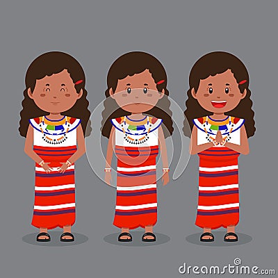 Kenya Character with Various Expression Vector Illustration