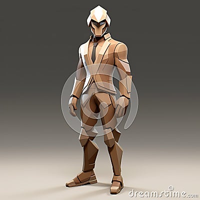 Armored Figure: Beige And Amber Retrofuturism With Goblincore Influence Stock Photo