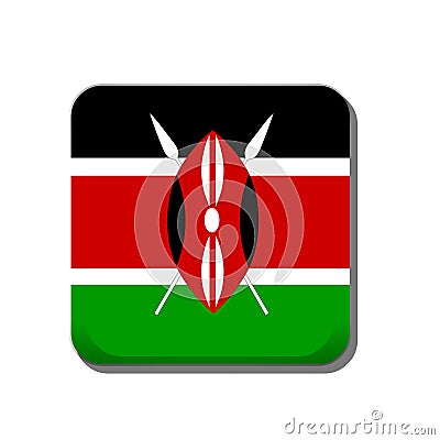 Kenya flag button icon isolated on white background Vector Illustration