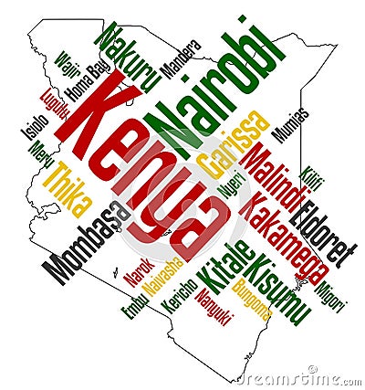 Kenya map and cities Vector Illustration