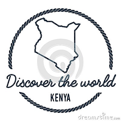 Kenya Map Outline. Vintage Discover the World. Vector Illustration