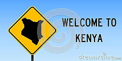 Kenya map on road sign. Vector Illustration