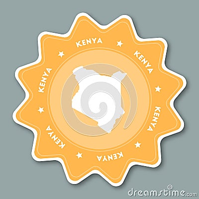 Kenya map sticker in trendy colors. Vector Illustration
