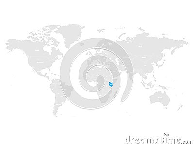 Kenya marked by blue in grey World political map. Vector illustration Vector Illustration
