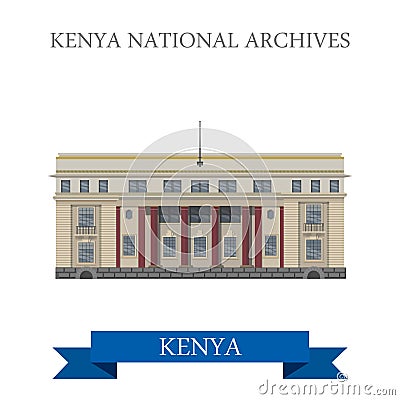 Kenya National Archives flat cartoon style vector Vector Illustration