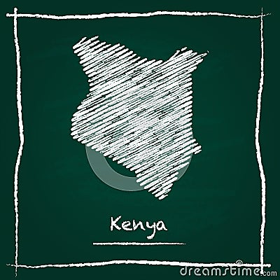 Kenya outline vector map hand drawn with chalk on. Vector Illustration