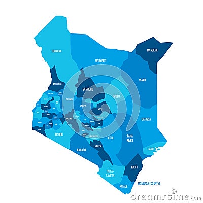 Kenya political map of administrative divisions Vector Illustration