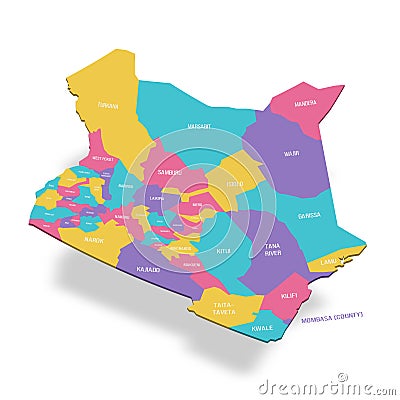 Kenya political map of administrative divisions Vector Illustration