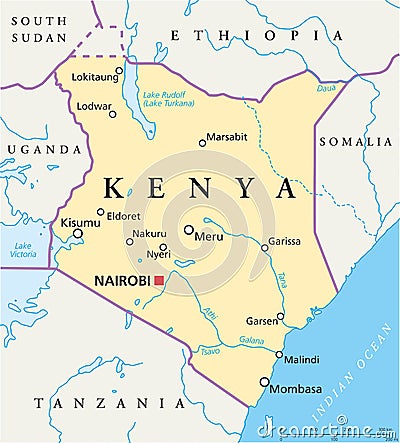 Kenya Political Map Vector Illustration