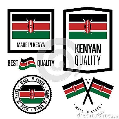 Kenya quality label set for goods Vector Illustration