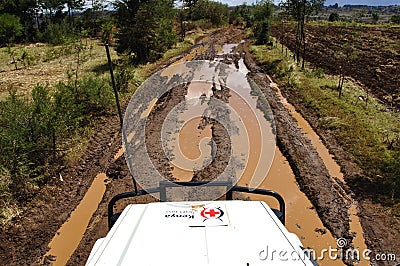 Kenya Red Cross Mission Eldoret: Dirty roads and sometimes bloody work. bad condition Editorial Stock Photo