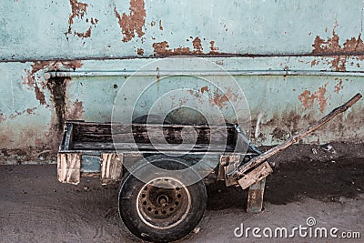 Hand Cart Parked Against The Wall Vanga Streets Sea Port Wall Town Lunga Lunga Kwale Kenya Oceanscape Seascape Landscape Nature Stock Photo