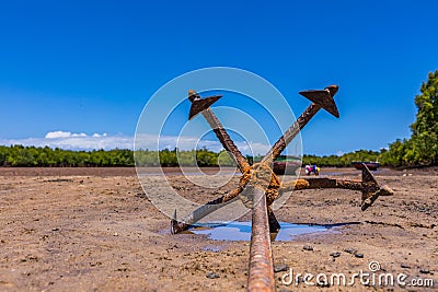 Anchor Hook Seascape Wooden Boats In Vanga Last Town In Kenya Kwale County Streets Business Settlement In Coastal Region Stock Photo