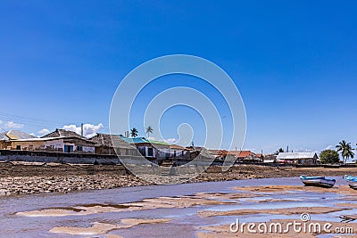 Seascape Wooden Boats In Vanga Last Town In Kenya Kwale County Streets Business Settlement In Coastal Region East Africa Stock Photo