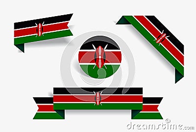 Kenyan flag stickers and labels. Vector illustration. Vector Illustration