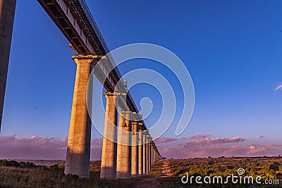 Kenyan Landscape Historic Landmarks Buildings SGR Standard Railway Gauge Line Bridge Pillars Sunrise At The Nairobi National Park Stock Photo