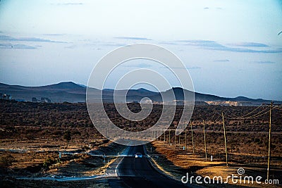 Kenya Landscapes Highway Roads Travel Documentary Loitoktok Emali Highway Kajiado County Kenya East Africa Stock Photo