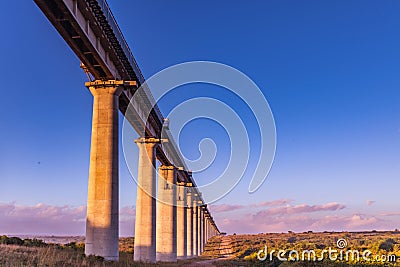 Kenyan Landscape Historic Landmarks Buildings SGR Standard Railway Gauge Line Bridge Pillars Sunrise At The Nairobi National Park Stock Photo