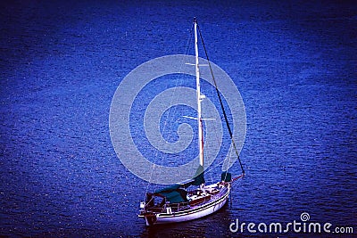 Oceanscape Lone Yacht Boat In Mombasa City County Kenya East African Stock Photo