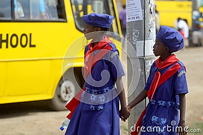 Kenyan school-children with uniforms 06 01 2019 Editorial Stock Photo