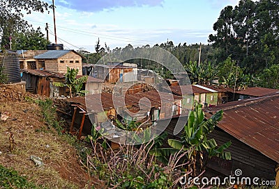 Kenyan slums in Nairobi, Africa Stock Photo