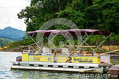 Kenyir water taxi for tourist at the Kenyir Lake, Terengganu, Malaysia Editorial Stock Photo